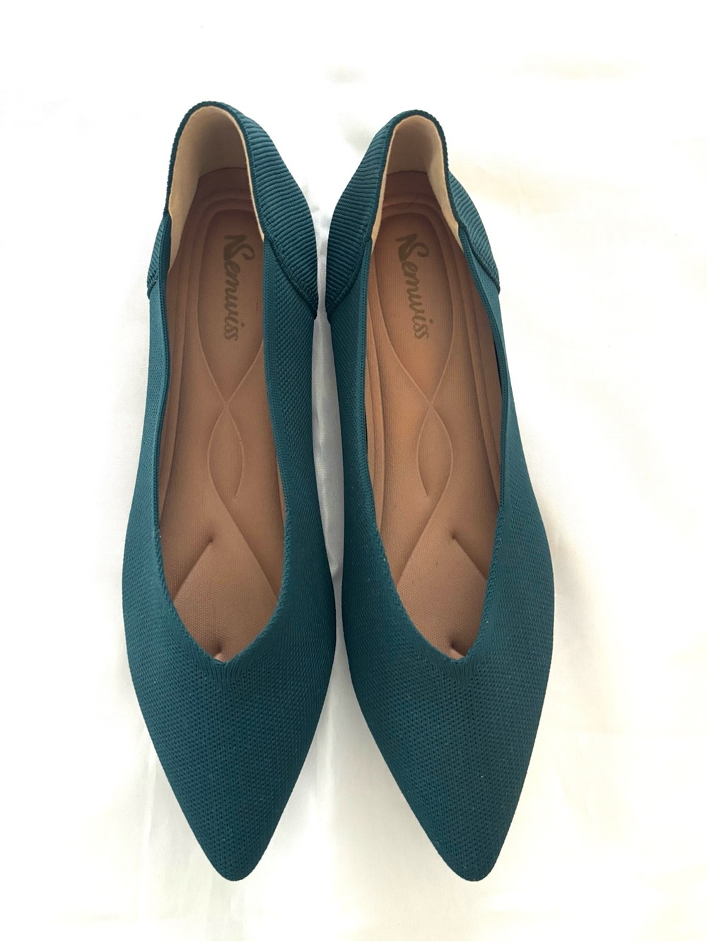 NWOT Semwiss Teal Pointed Toe Ballet Flats SZ 8.5 - Picture 2 of 14